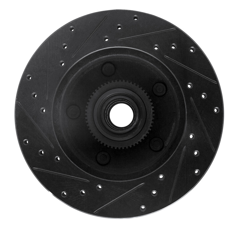 Ford E-150 Club Wagon Brake Rotor (1) - Front Right - R1 Concepts - Drilled & Slotted - Black - `94-`03